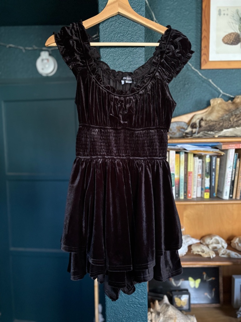 Urban Outfitters Black Velvet Romper
